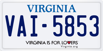 VA license plate VAI5853