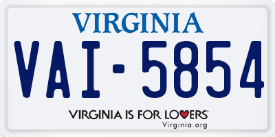 VA license plate VAI5854