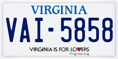VA license plate VAI5858