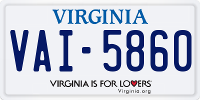 VA license plate VAI5860
