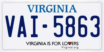 VA license plate VAI5863