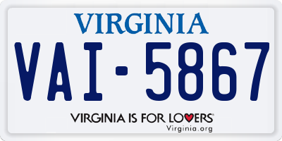 VA license plate VAI5867