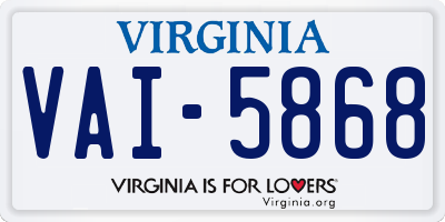 VA license plate VAI5868