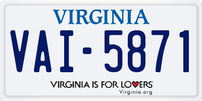 VA license plate VAI5871