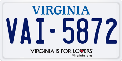 VA license plate VAI5872