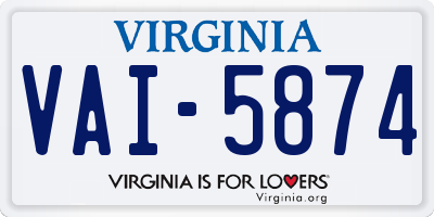 VA license plate VAI5874