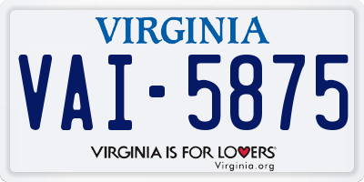 VA license plate VAI5875