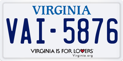 VA license plate VAI5876