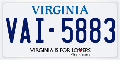 VA license plate VAI5883