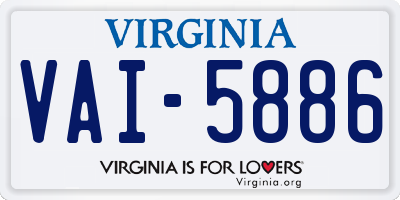 VA license plate VAI5886