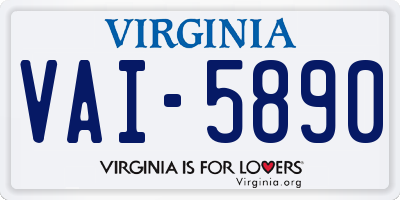 VA license plate VAI5890