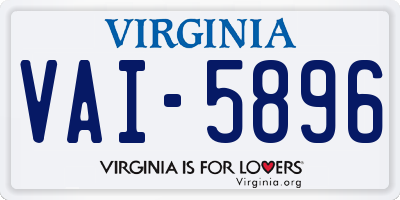 VA license plate VAI5896