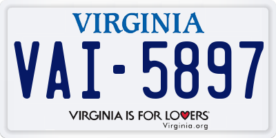 VA license plate VAI5897
