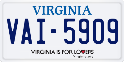 VA license plate VAI5909