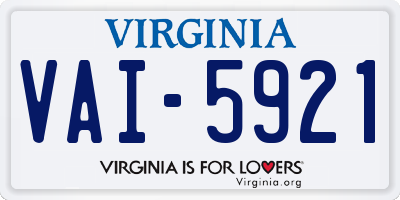 VA license plate VAI5921