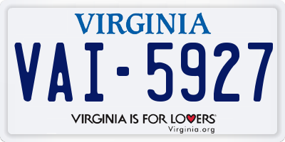 VA license plate VAI5927