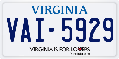 VA license plate VAI5929