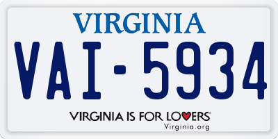 VA license plate VAI5934
