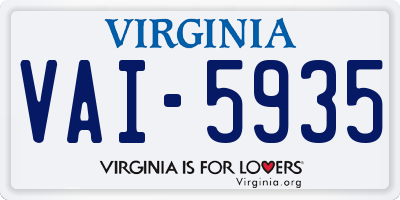 VA license plate VAI5935