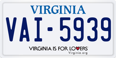 VA license plate VAI5939