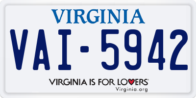 VA license plate VAI5942