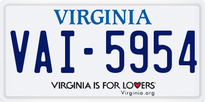VA license plate VAI5954