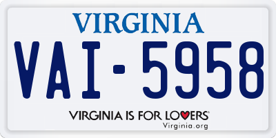 VA license plate VAI5958