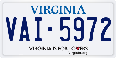 VA license plate VAI5972