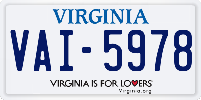 VA license plate VAI5978