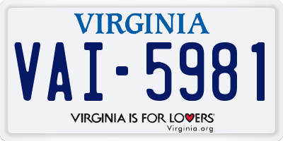 VA license plate VAI5981
