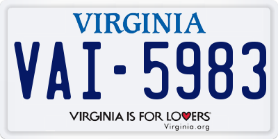 VA license plate VAI5983