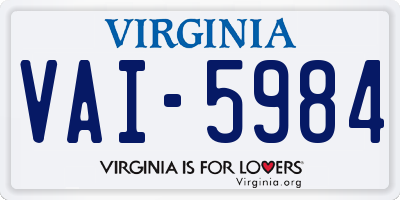 VA license plate VAI5984