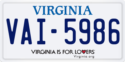 VA license plate VAI5986