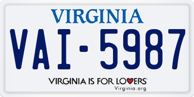 VA license plate VAI5987