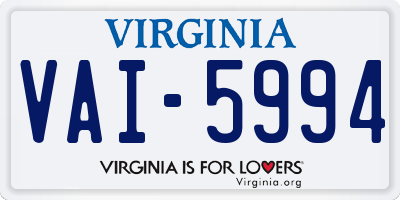 VA license plate VAI5994