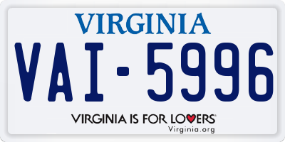 VA license plate VAI5996