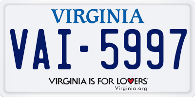 VA license plate VAI5997