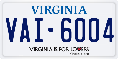 VA license plate VAI6004