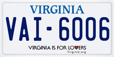VA license plate VAI6006