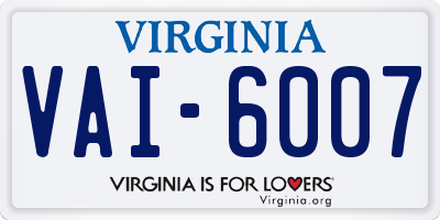 VA license plate VAI6007