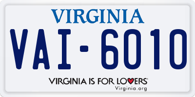 VA license plate VAI6010