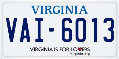 VA license plate VAI6013
