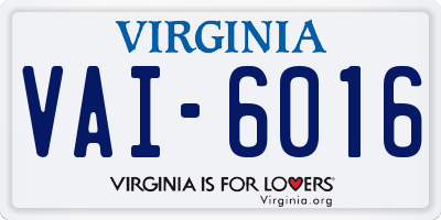 VA license plate VAI6016