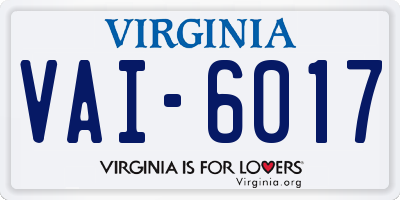 VA license plate VAI6017
