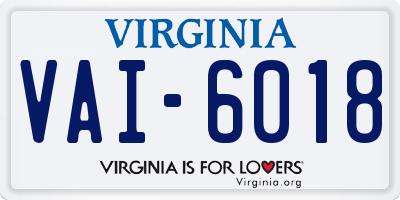 VA license plate VAI6018