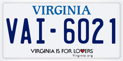 VA license plate VAI6021