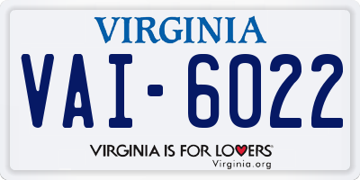 VA license plate VAI6022