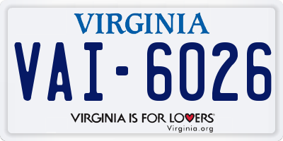 VA license plate VAI6026