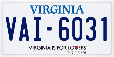 VA license plate VAI6031