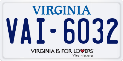 VA license plate VAI6032